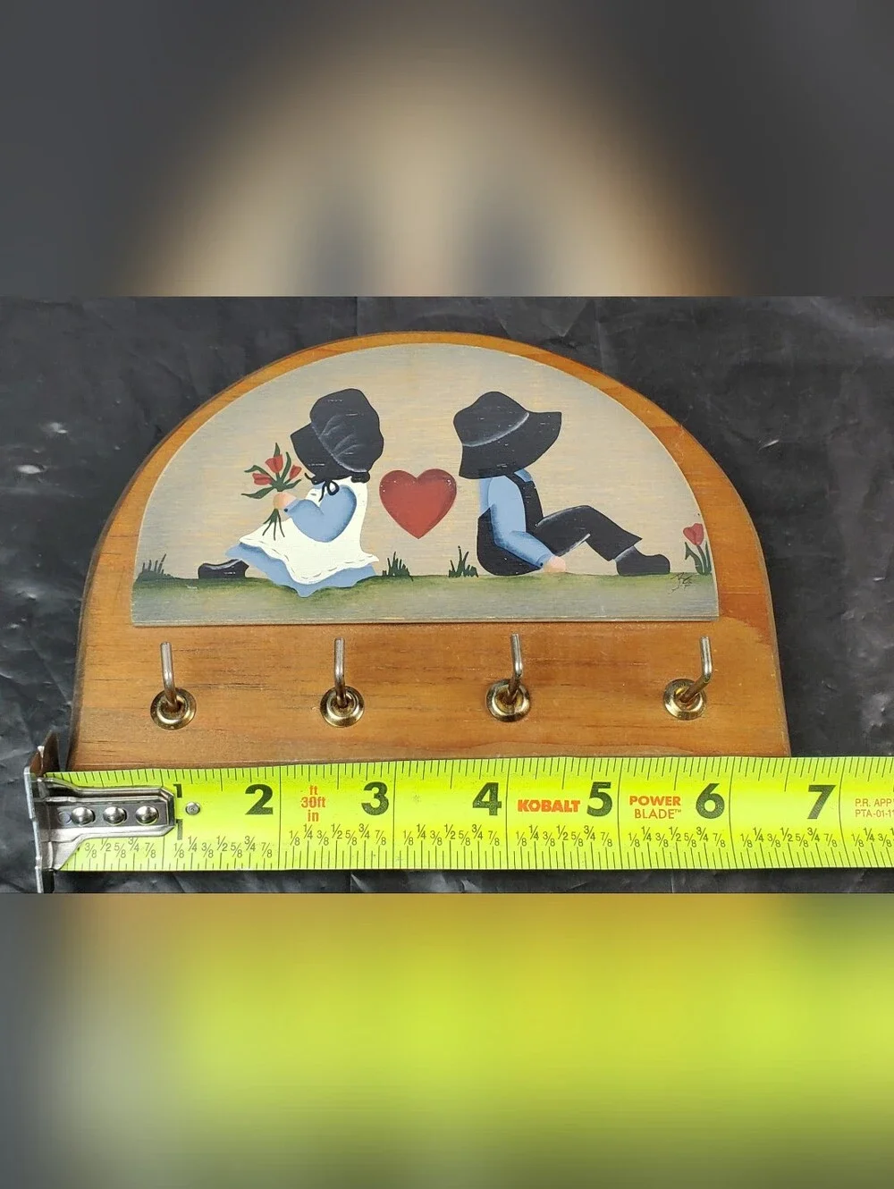 Coal Bank Hollow Vintage Wood Key Holder Wall Mount Heart Cottagecore - EUC